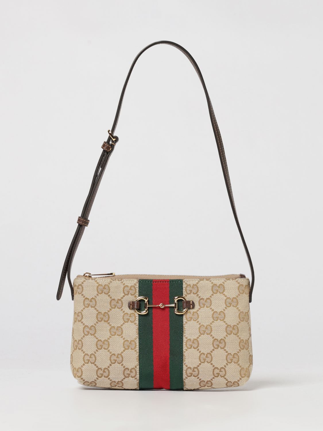 Gucci Gg Canvas Mini Shoulder Bag With Horsebit And Web Detail GUCCI