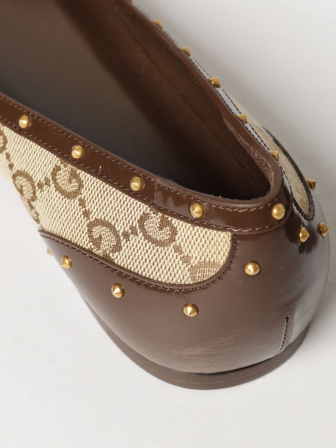 Gucci Women Gucci Gg Monogram Canvas And Leather Ballet Flats With Horsebit