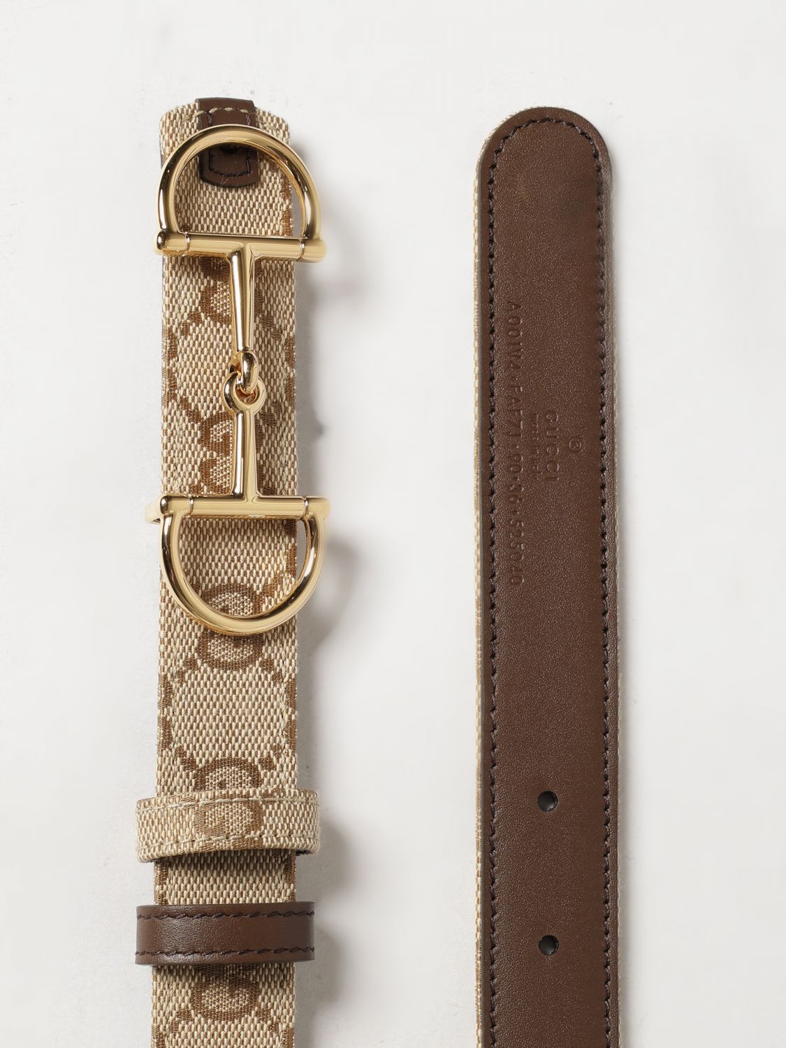 Gucci Women Horsebit Reversible Leather And Monogram Fabric Belt Gucci GUCCI