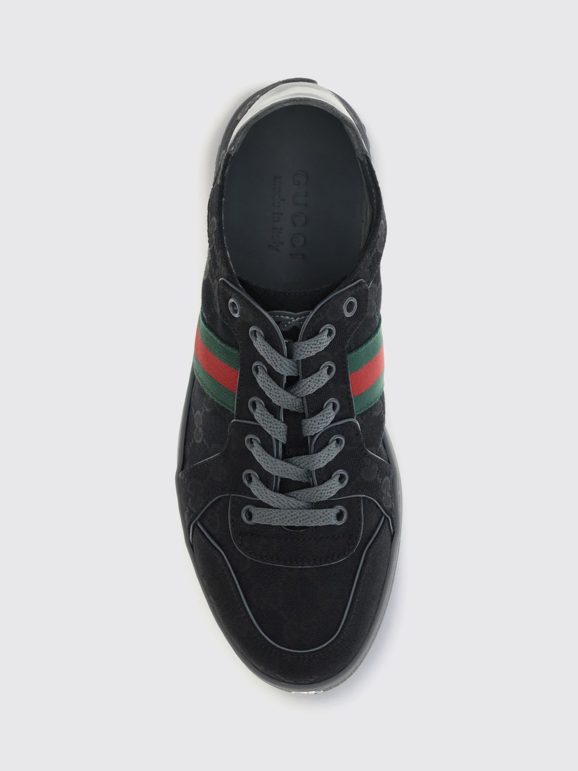Gucci Men Gucci Stretch Gg Monogram Jacquard Sneakers With Striped Detail