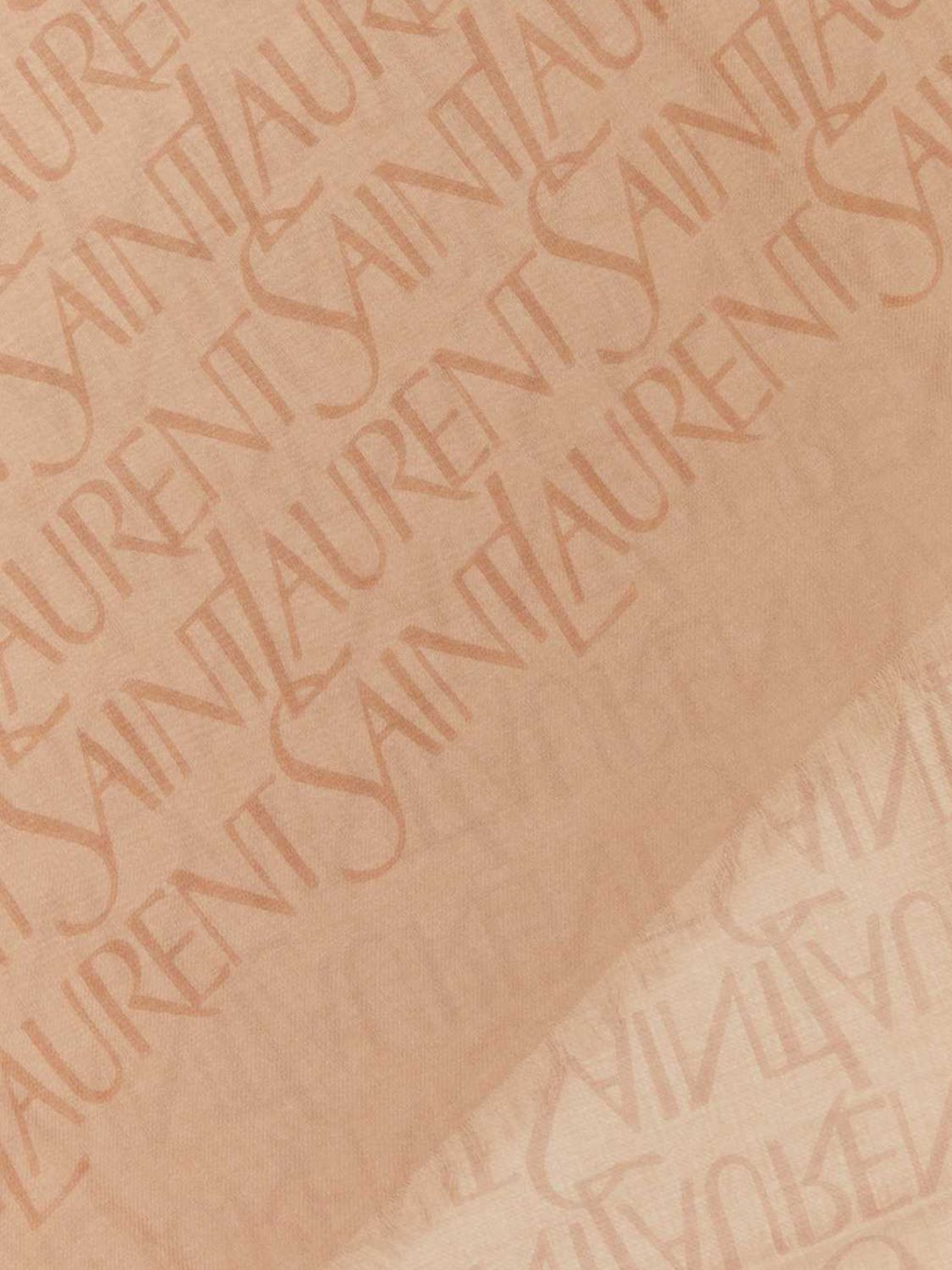 Saint Laurent Women Jacquard Logo Scarf Saint Laurent In Modal And Cashmere With Fringed Edges SAINT LAURENT