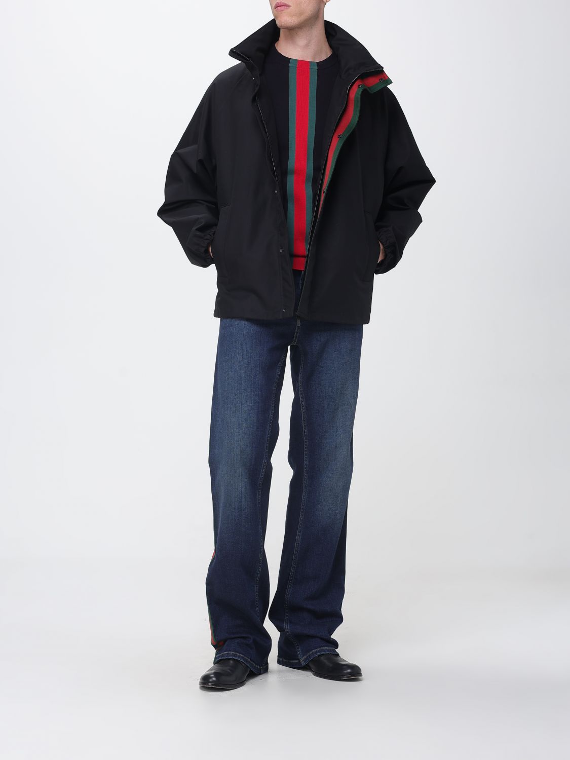 Gucci Men Monogram Cotton Canvas Windbreaker Jacket Gucci With Packable Hood And High Neck GUCCI