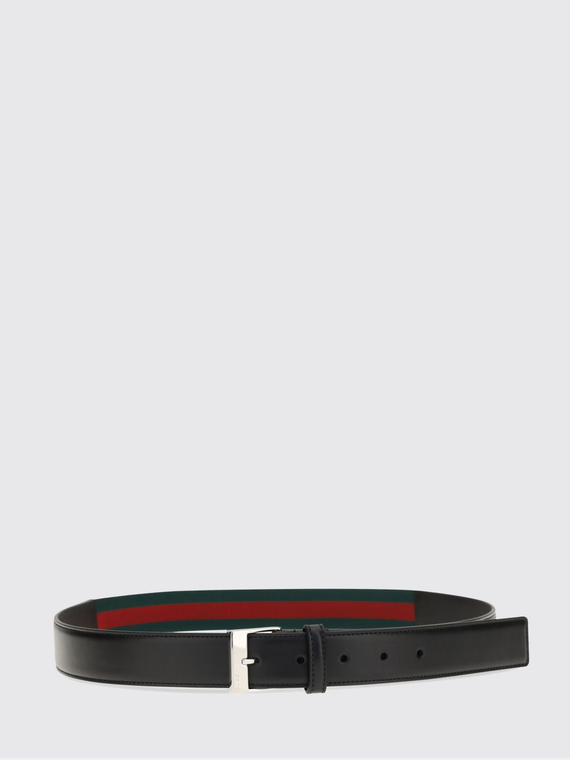 Gucci Men Gucci Adjustable Leather And Technical Fabric Belt With Web Detail GUCCI