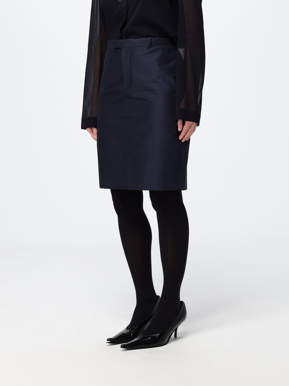 Gucci Women Gucci Silk Mini Pencil Skirt With High Waist And Offset Closure GUCCI