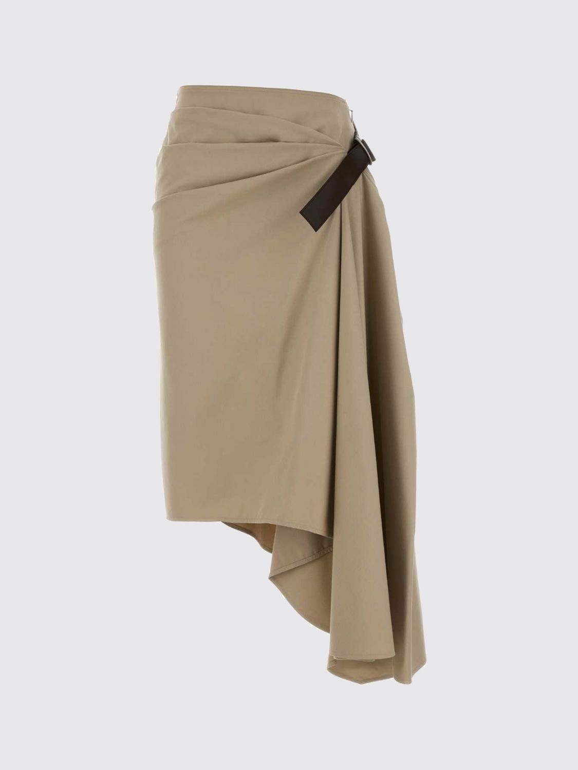 Asymmetrical Midi Skirt Loewe In Cotton And Silk With Draped Detail LOEWE
