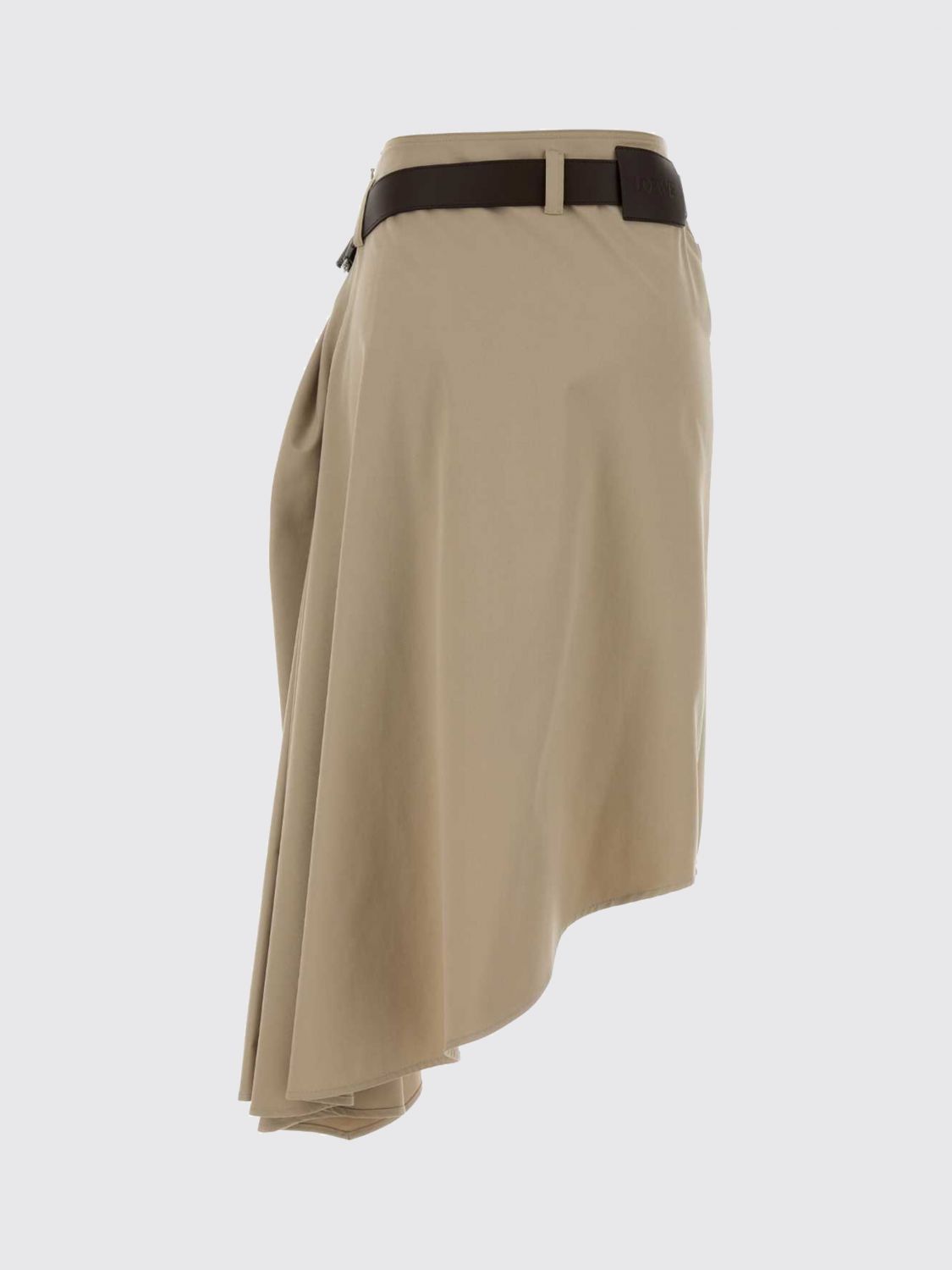 Asymmetrical Midi Skirt Loewe In Cotton And Silk With Draped Detail LOEWE