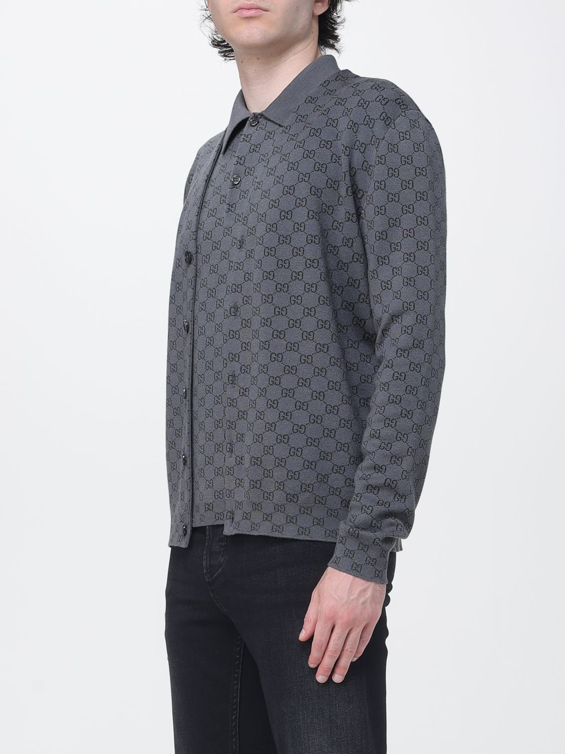 Gucci Men Gucci Gg Jacquard Wool-Blend V-Neck Cardigan GUCCI