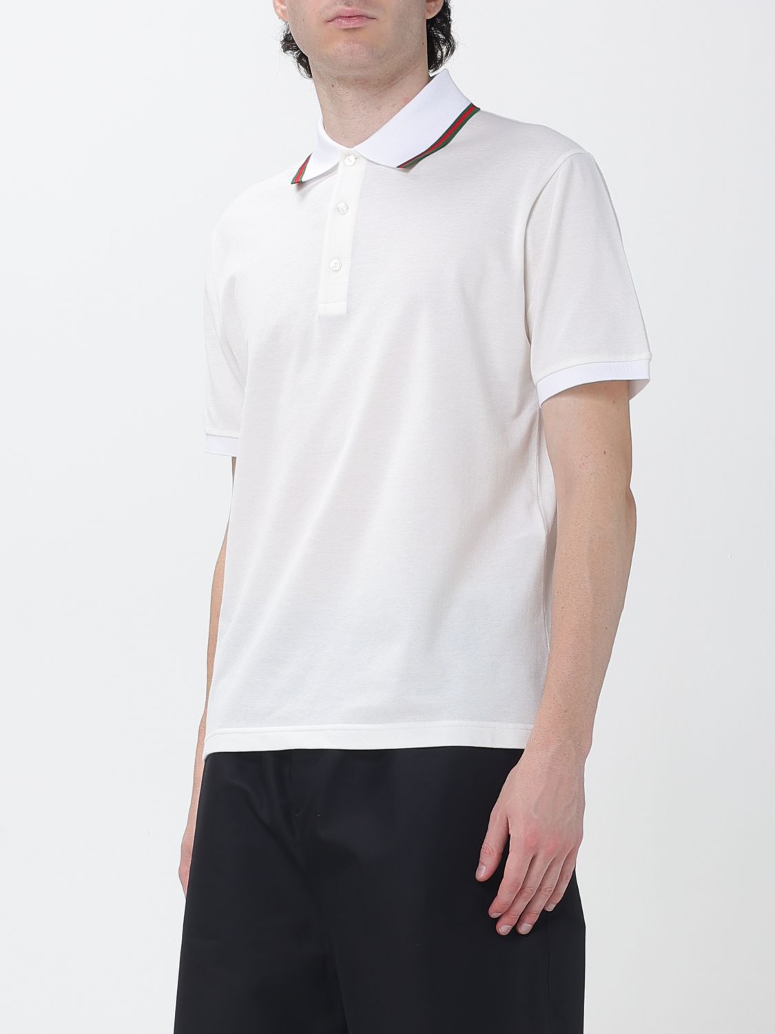 Gucci Men Gucci Short-Sleeved Cotton Polo With Web Detail And Contrast Trim GUCCI