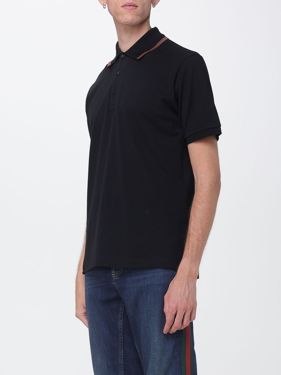 Gucci Men Gucci Short-Sleeved Cotton Polo With Web Detail And Contrast Trim GUCCI
