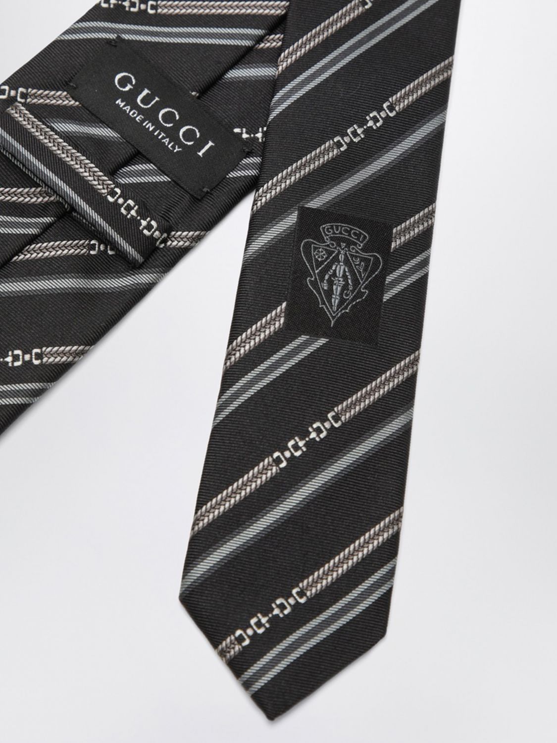 Gucci Men Gucci Silk Tie With Regimental Pattern And Gg Jacquard Monogram GUCCI