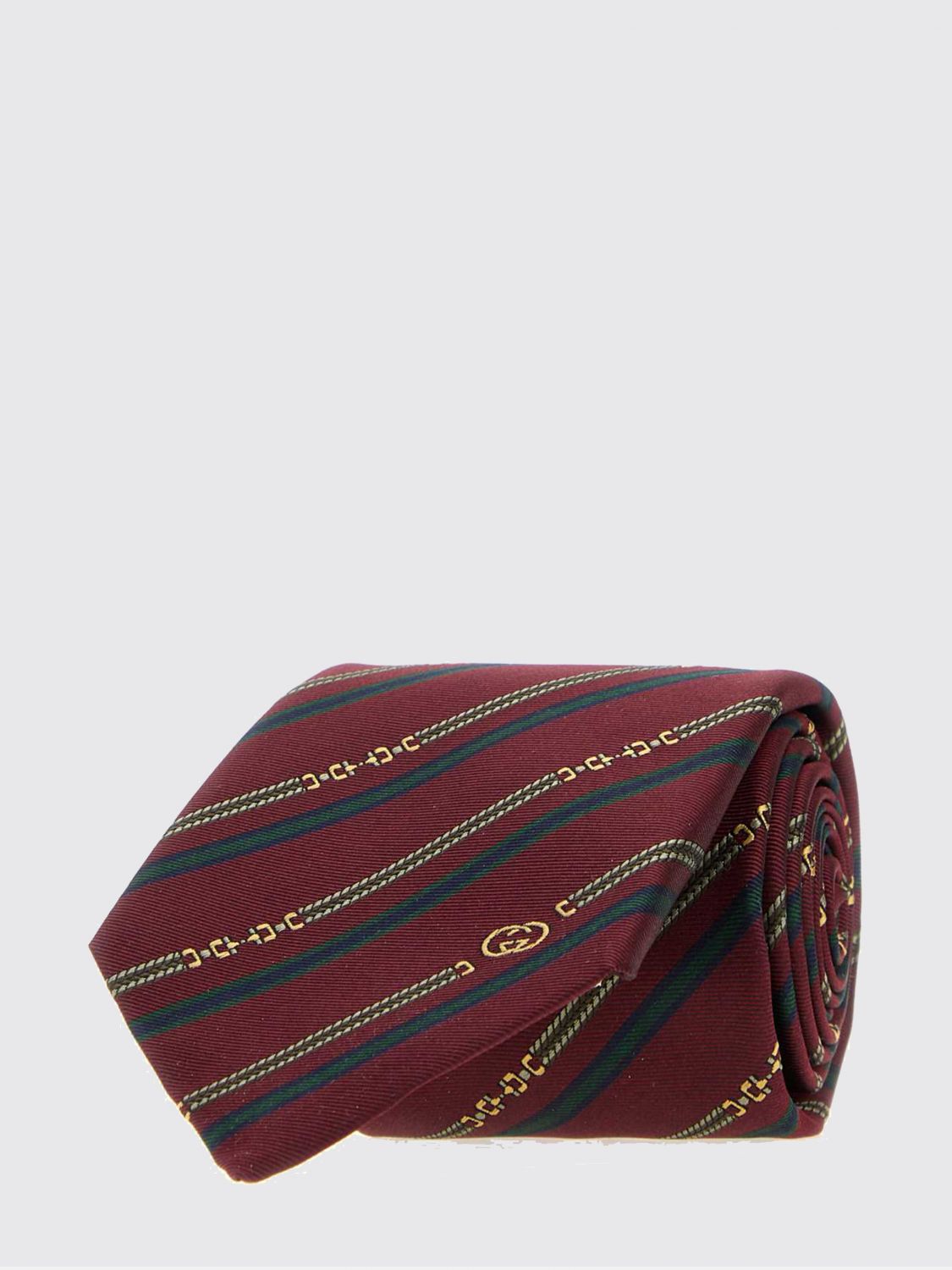 Gucci Men Gucci Silk Tie With Regimental Pattern And Gg Jacquard Monogram GUCCI