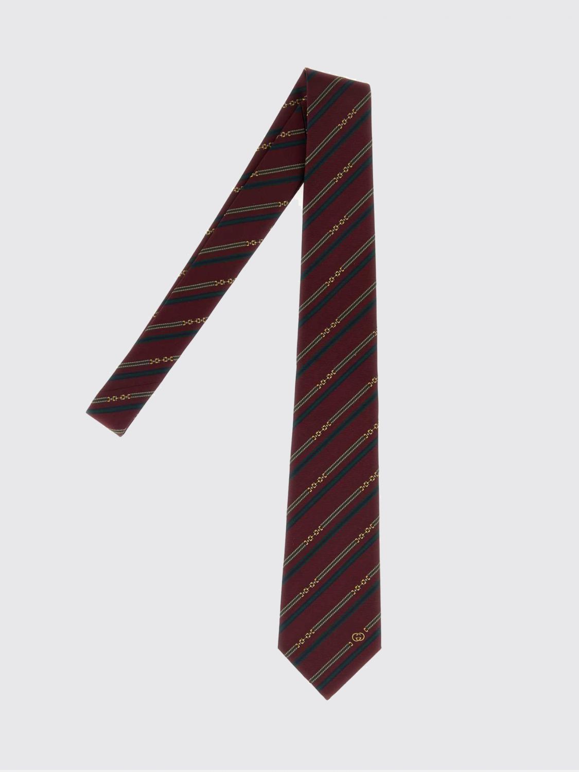 Gucci Men Gucci Silk Tie With Regimental Pattern And Gg Jacquard Monogram GUCCI