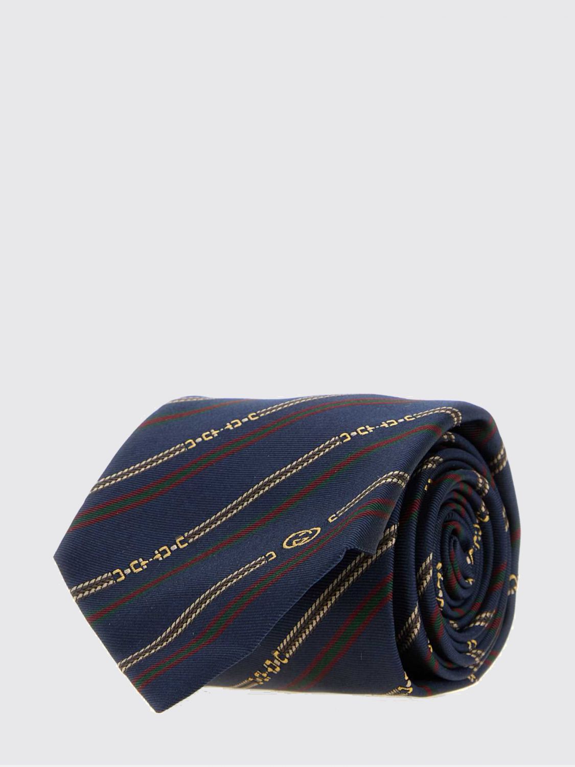 Gucci Men Gucci Silk Tie With Regimental Pattern And Gg Jacquard Monogram GUCCI
