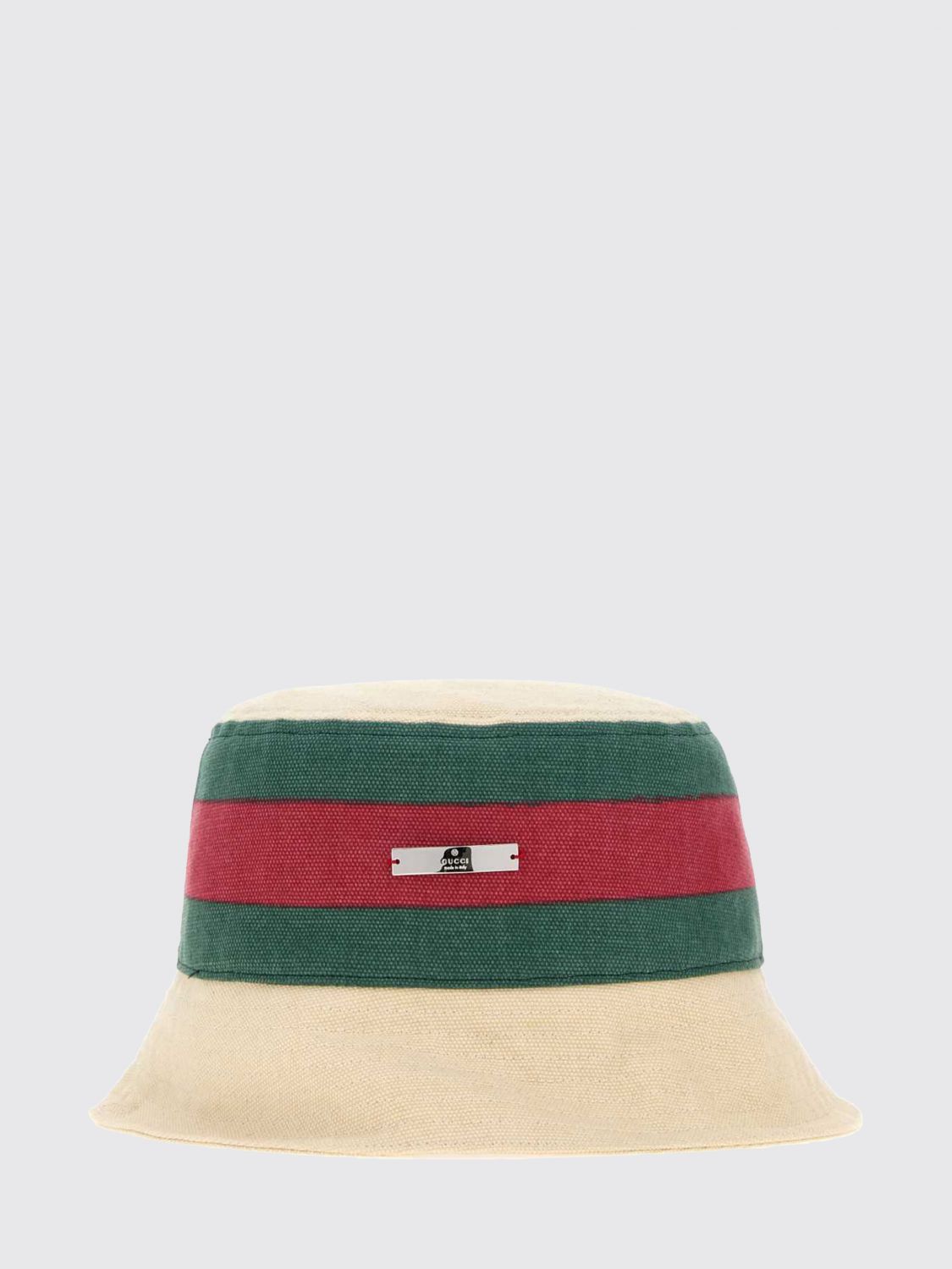 Gucci Women Gucci Striped Cotton Canvas Bucket Hat With Web Detail GUCCI