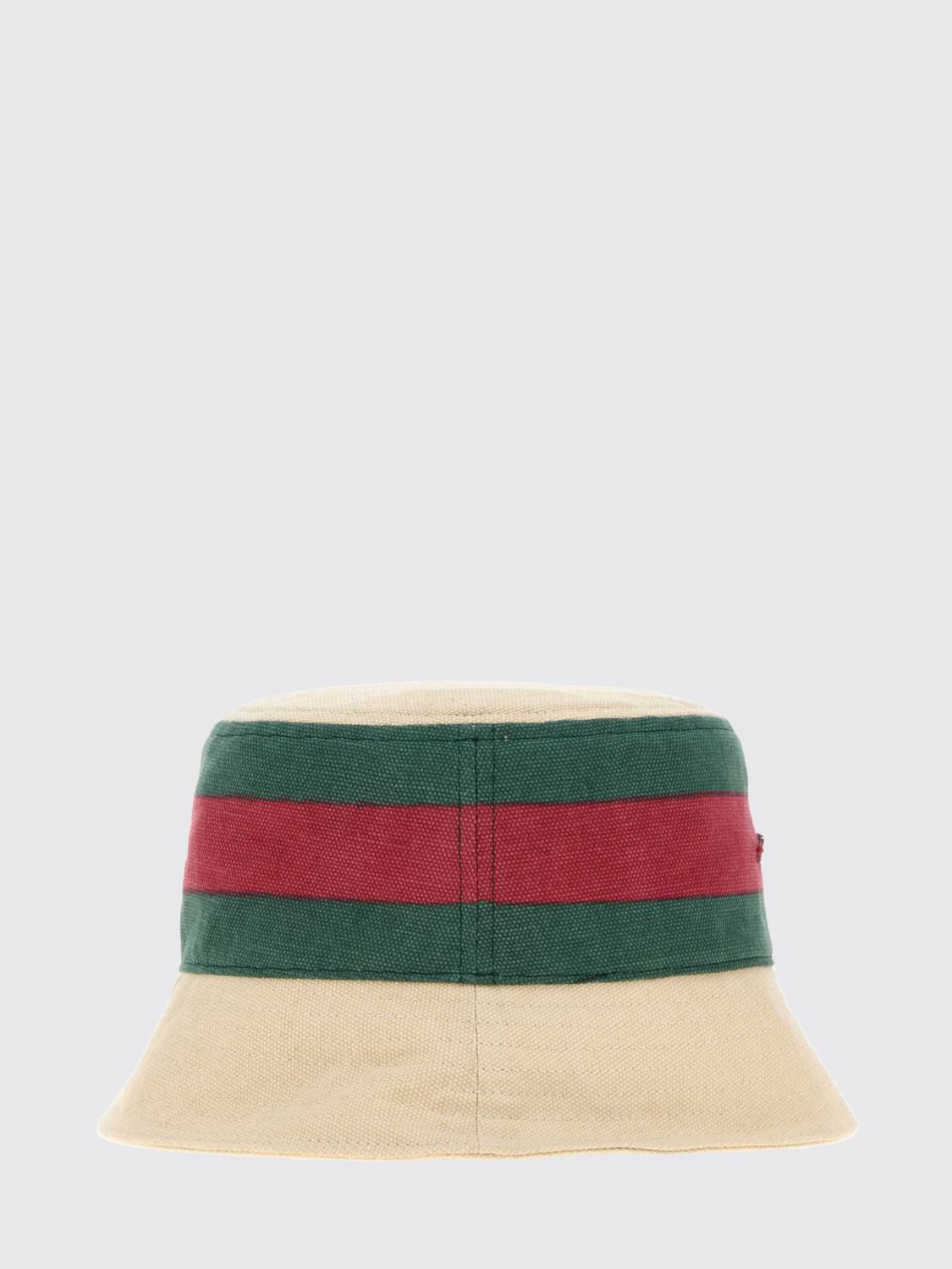 Gucci Women Gucci Striped Cotton Canvas Bucket Hat With Web Detail GUCCI