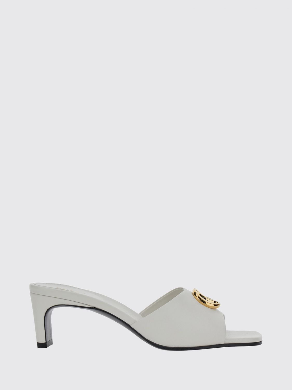 Nappa Leather Mules Gucci With Mid-Heel And Gg Monogram Hardware GUCCI