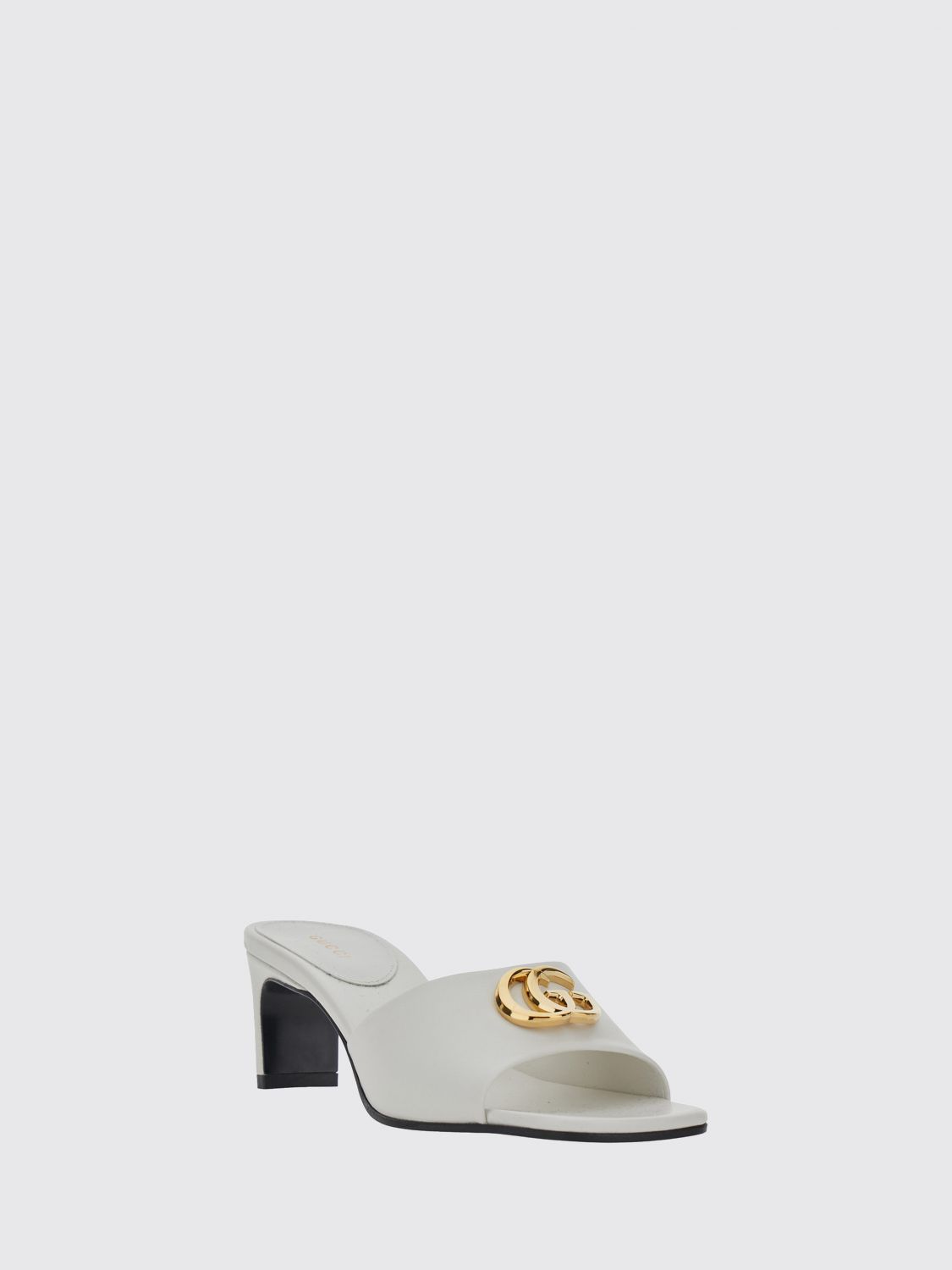 Nappa Leather Mules Gucci With Mid-Heel And Gg Monogram Hardware GUCCI
