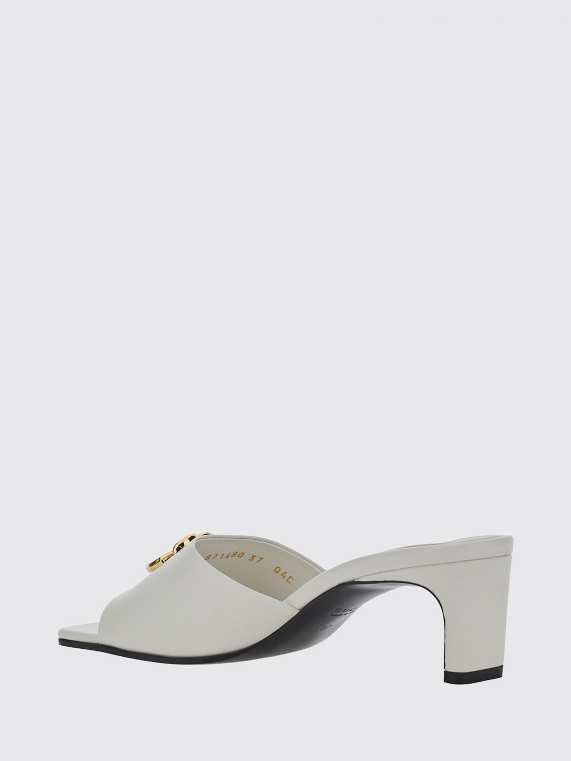 Nappa Leather Mules Gucci With Mid-Heel And Gg Monogram Hardware GUCCI