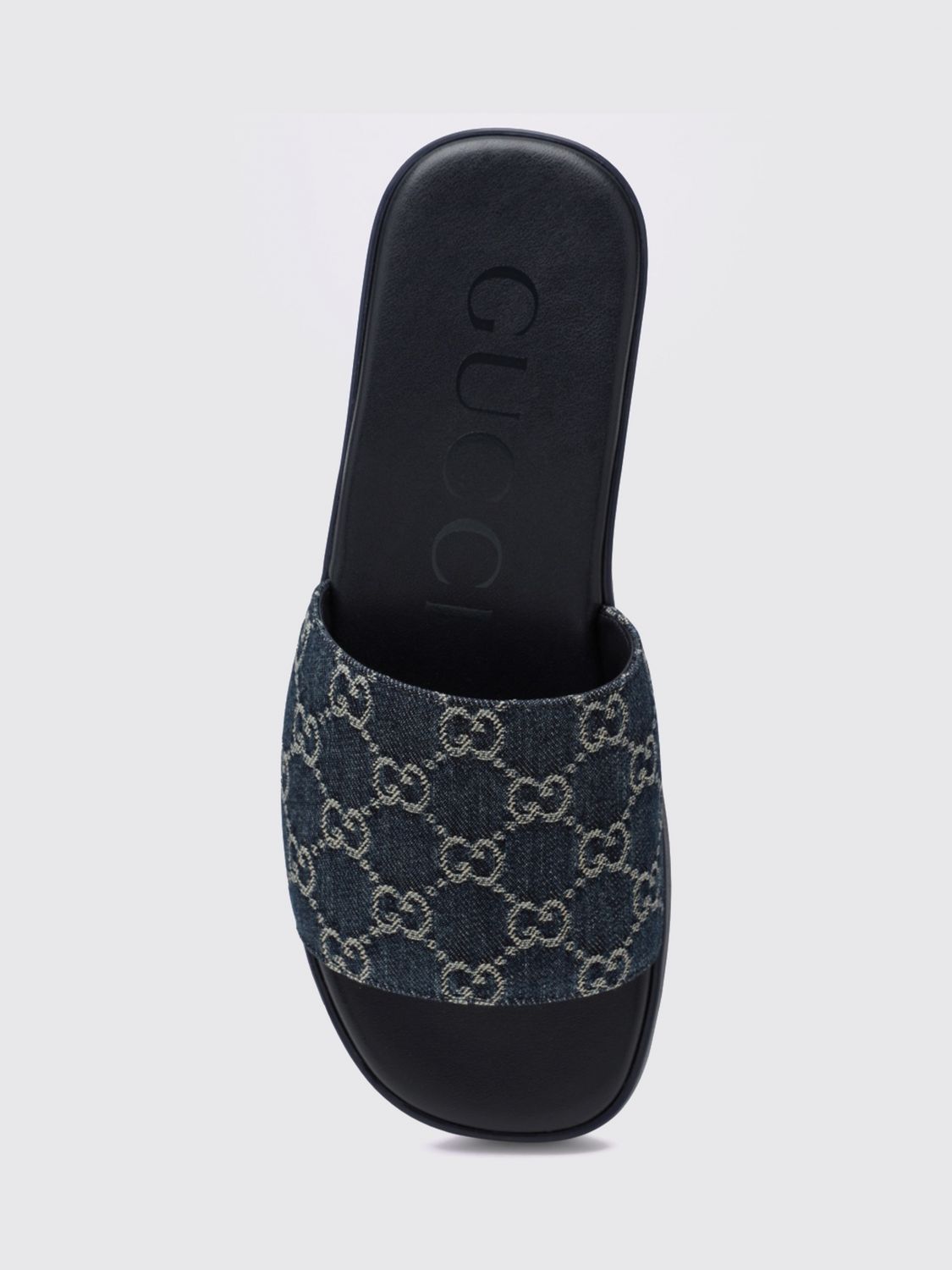 Gucci Men Gucci Gg Monogram Jacquard Denim Slides GUCCI