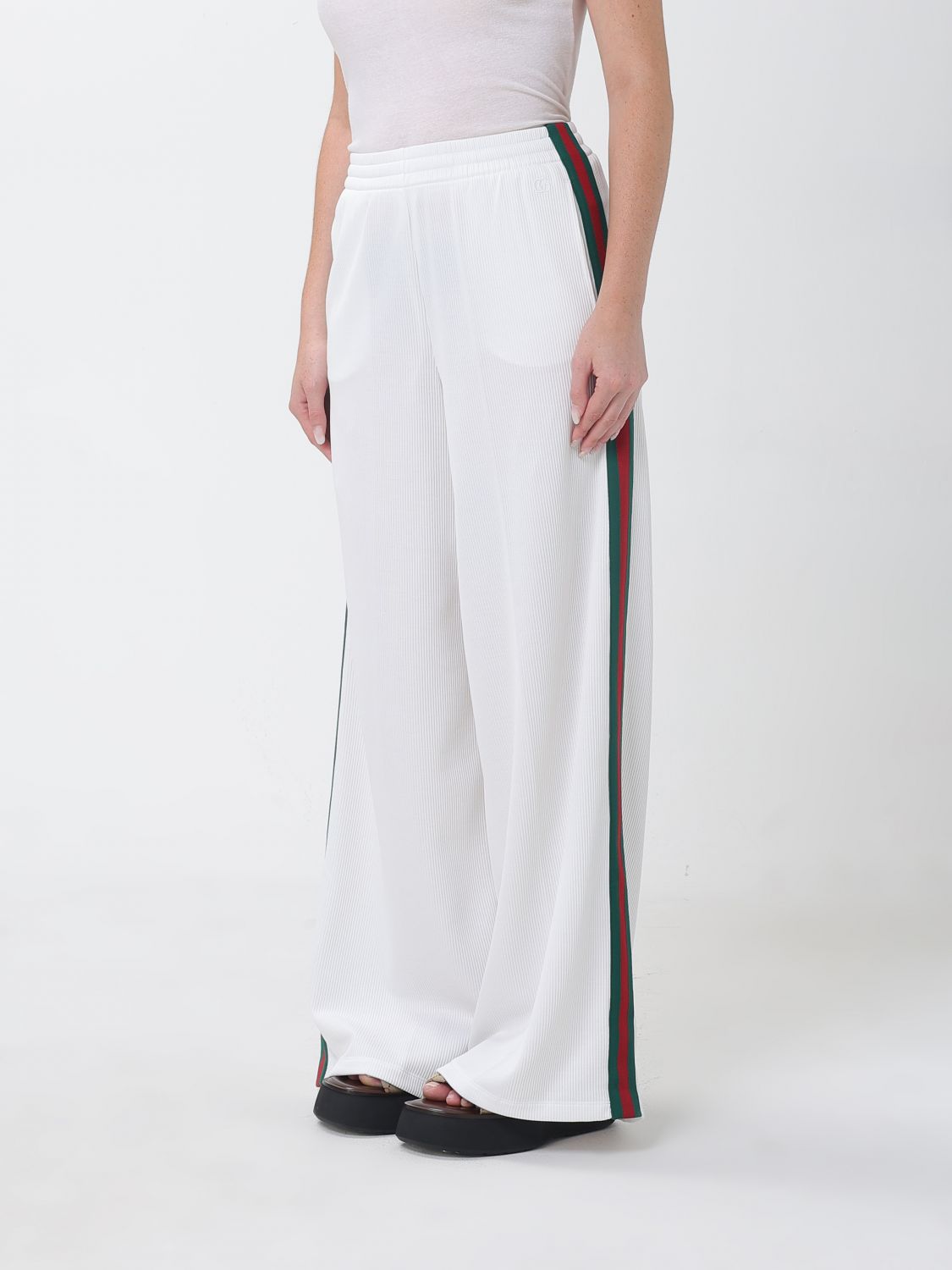 Gucci Women Gucci High-Waisted Wide-Leg Cotton Jersey Trousers GUCCI
