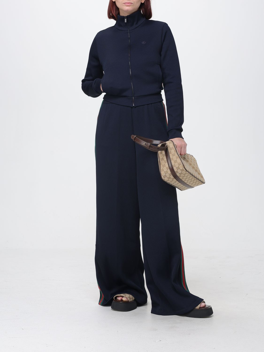 Gucci High-Waisted Wide-Leg Cotton Jersey Jogging Trousers GUCCI
