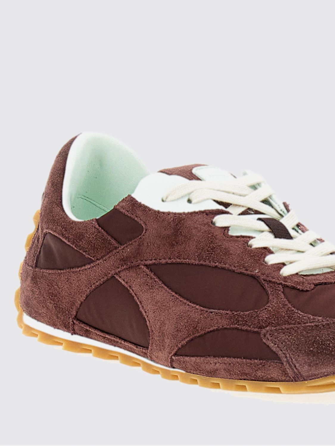 Bottega Veneta Women Bottega Veneta Orbit Suede And Nylon Sneakers With Notched Sole