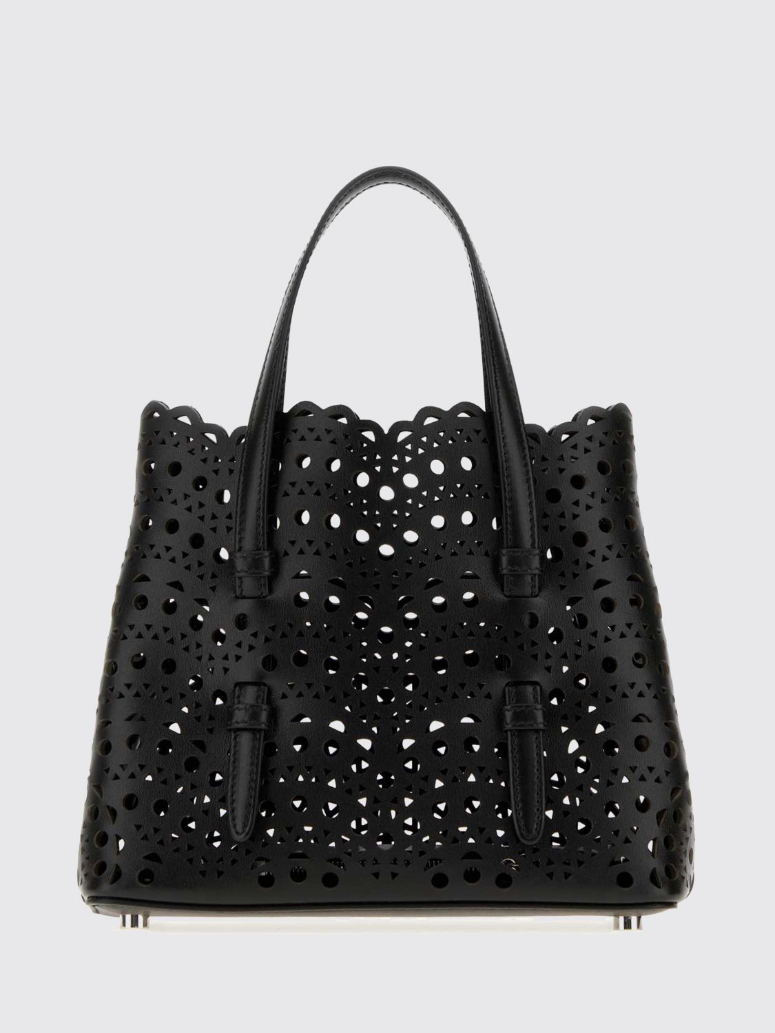 AlaiA Women Alaia Small Mina Perforated Smooth Calfskin Leather Handbag ALAIA