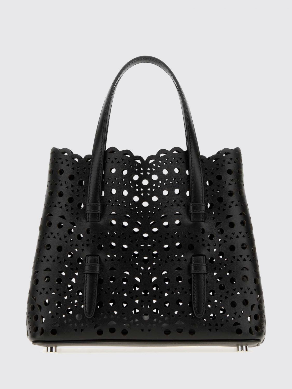 AlaiA Women Alaia Small Mina Perforated Smooth Calfskin Leather Handbag ALAIA