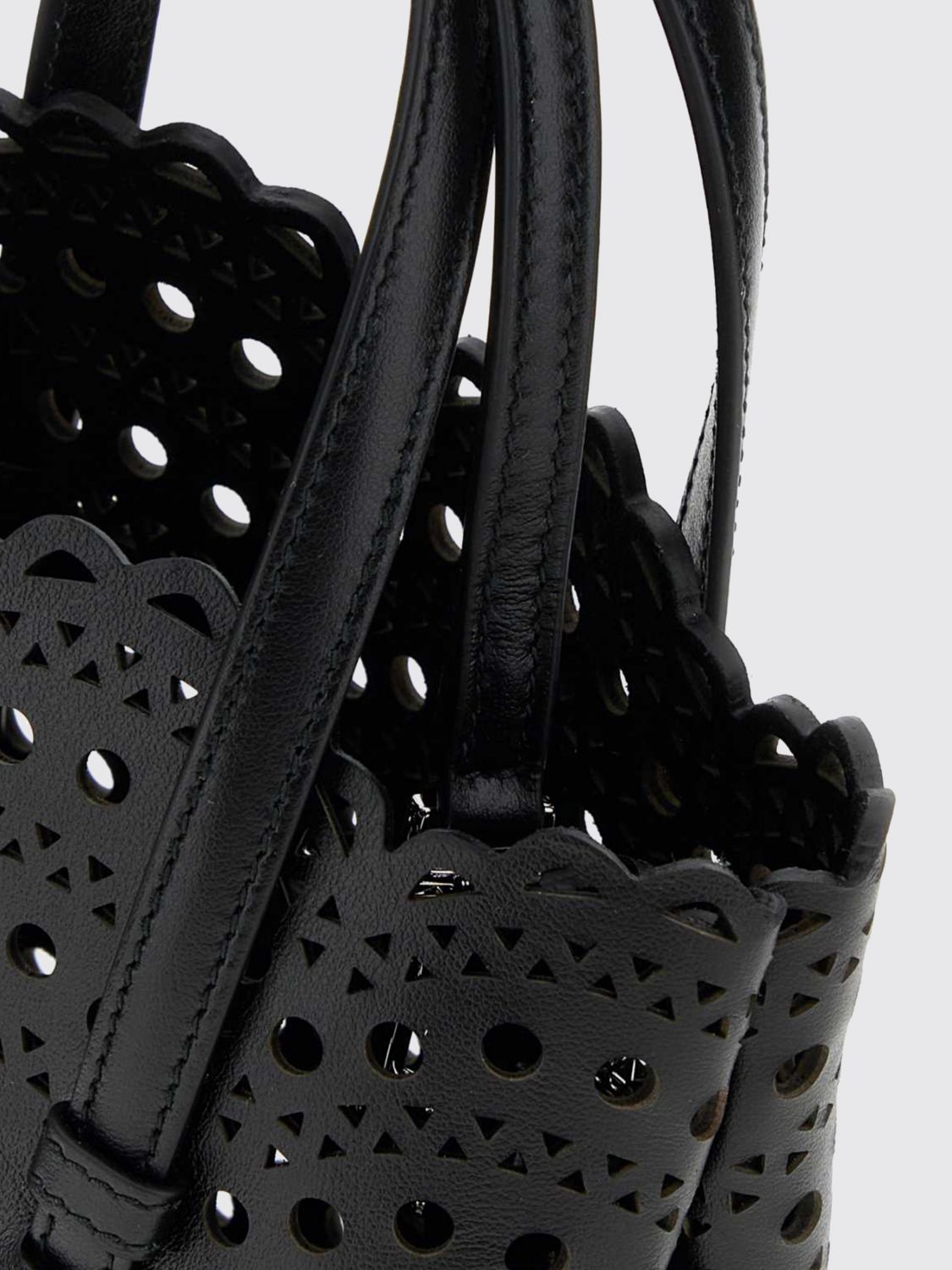 AlaiA Women Alaia Small Mina Perforated Smooth Calfskin Leather Handbag ALAIA