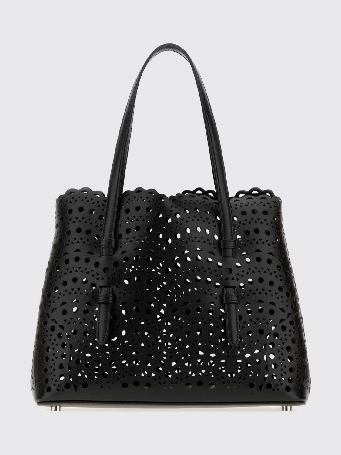 AlaiA Women Alaia Small Mina Perforated Smooth Calfskin Leather Shoulder Bag ALAIA