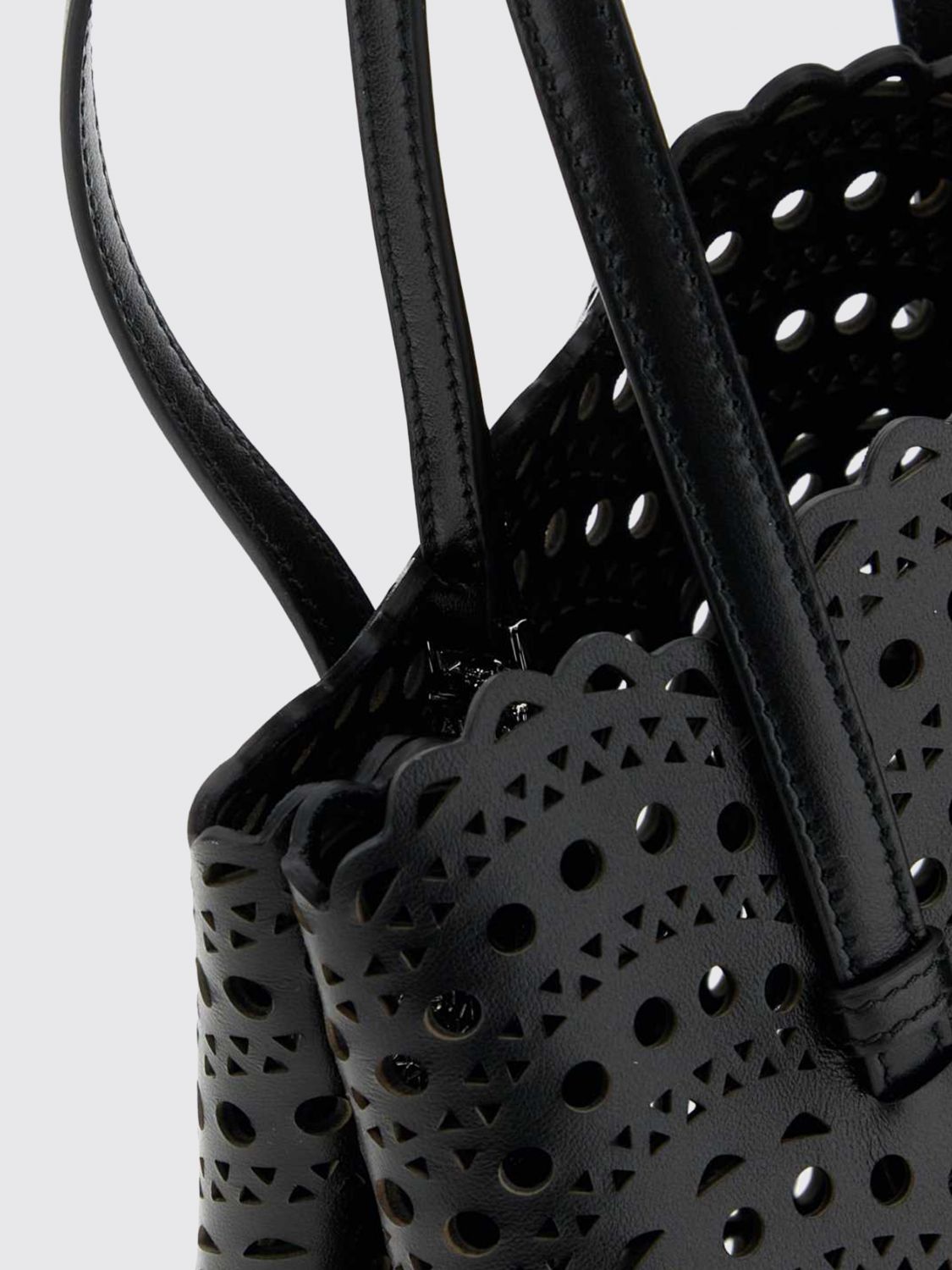 AlaiA Women Alaia Small Mina Perforated Smooth Calfskin Leather Shoulder Bag ALAIA