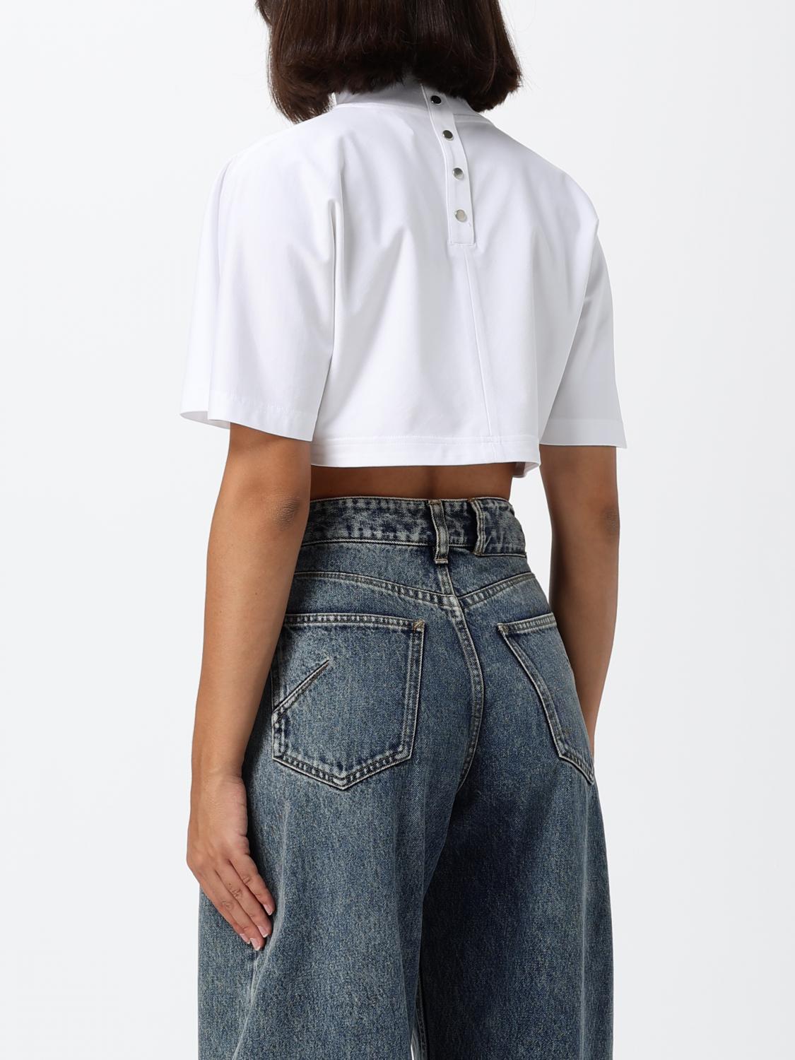 Alai�A Women Cropped Turtleneck Top Alaia In Cotton Jersey With Short Sleeves And Dropped Shoulders ALAIA