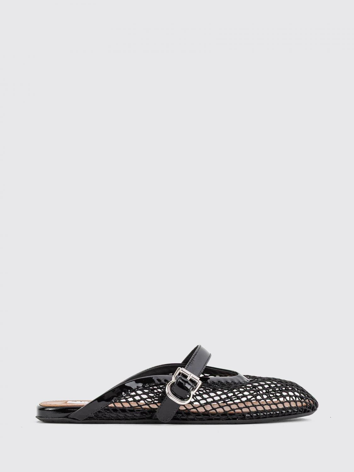 Alaia Women Alaia Mesh Ballet Flats In Nylon And Patent Leather With Adjustable Strap ALAIA