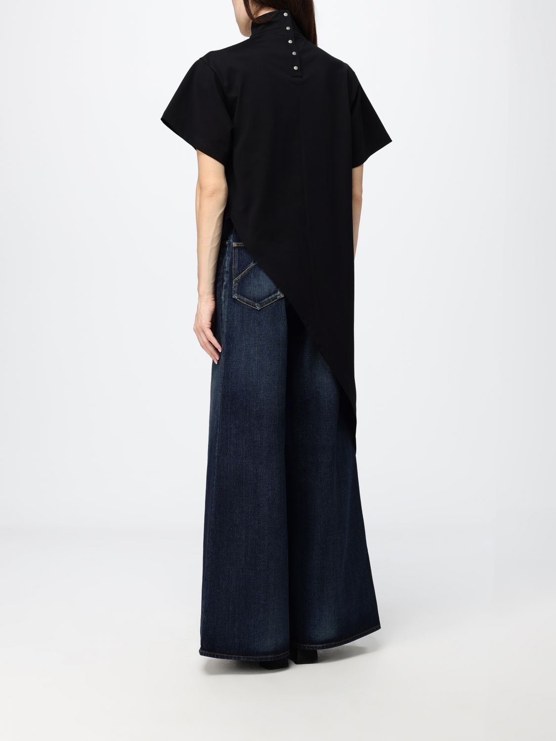 AlaiA Women Alaia Asymmetrical Draped Cotton Jersey Turtleneck Top ALAIA