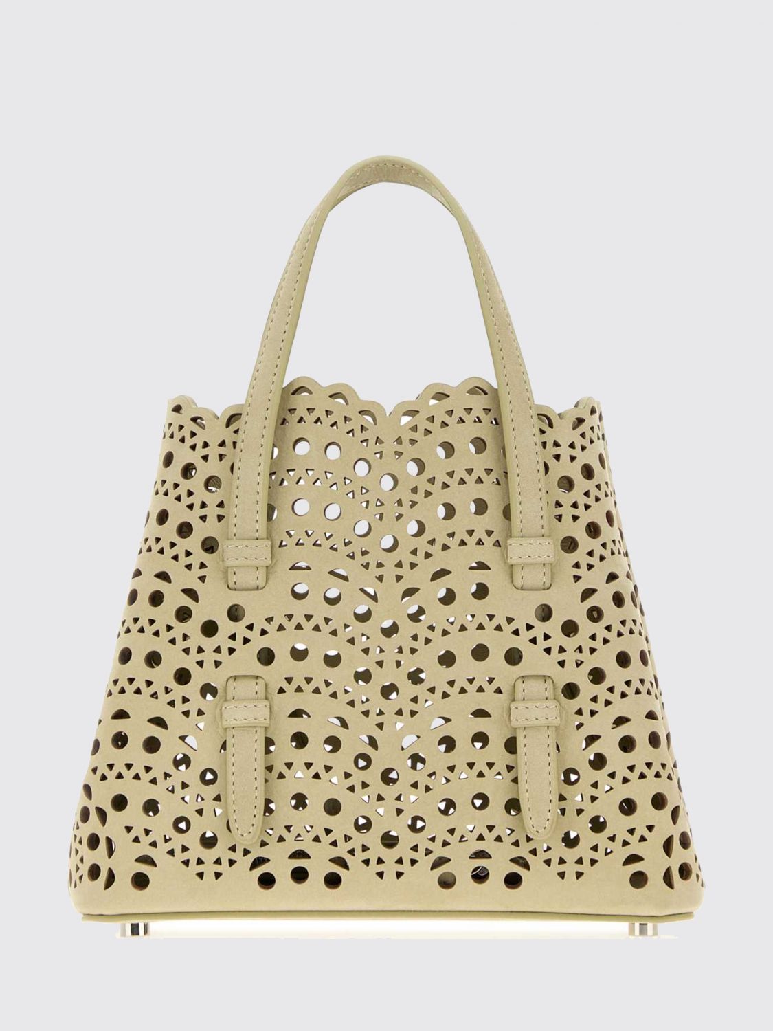 AlaiA Women Alaia Mina Perforated Nubuck Handbag With Removable Pouch ALAIA