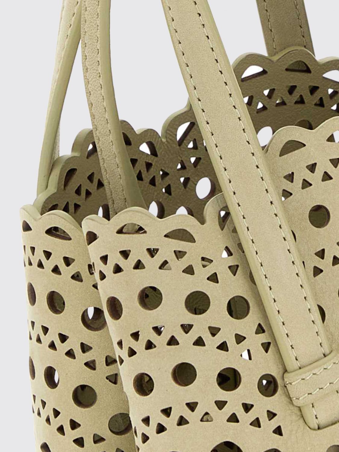 AlaiA Women Alaia Mina Perforated Nubuck Handbag With Removable Pouch ALAIA