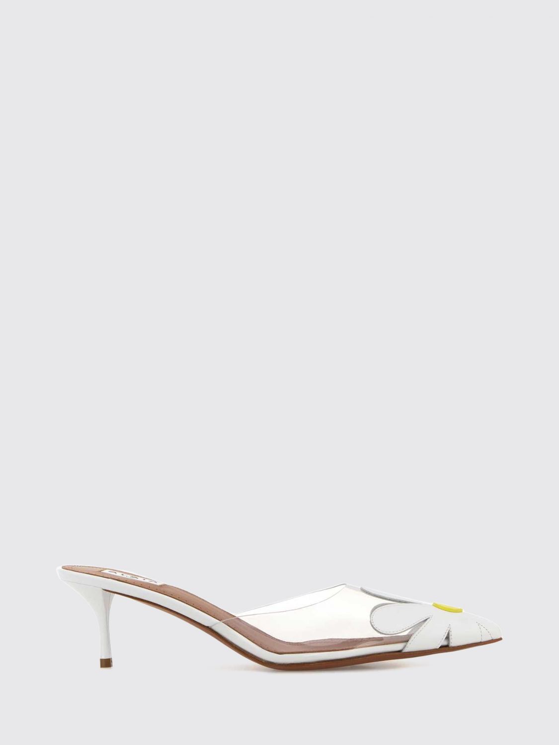 Alai�A Women Alaia Bloom Leather Mules With Flower Applique And Mid-Stiletto Heel ALAIA