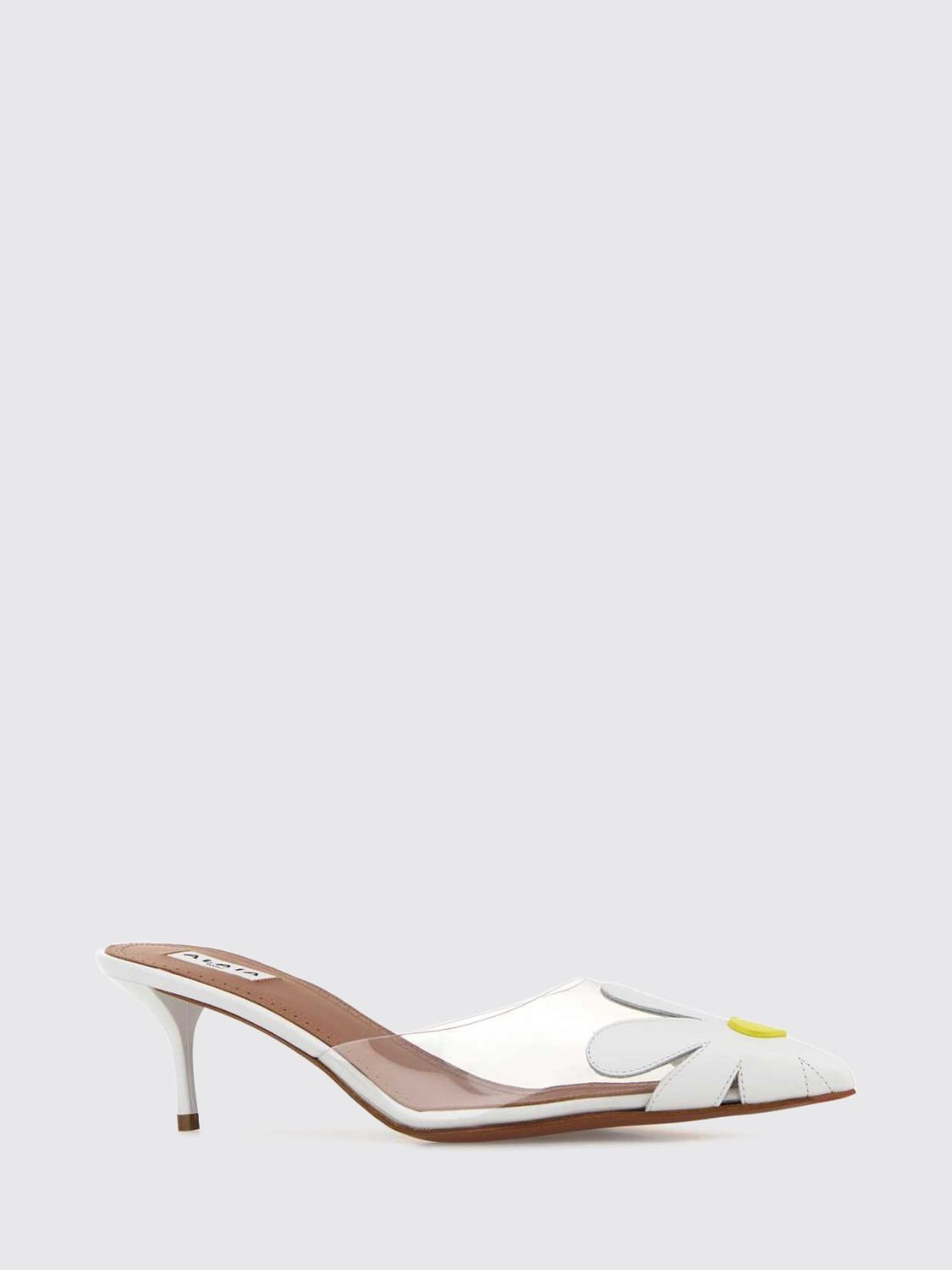 Alai�A Women Alaia Bloom Leather Mules With Flower Applique And Mid-Stiletto Heel ALAIA