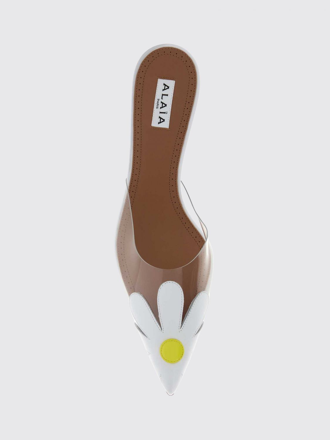 Alai�A Women Alaia Bloom Leather Mules With Flower Applique And Mid-Stiletto Heel ALAIA