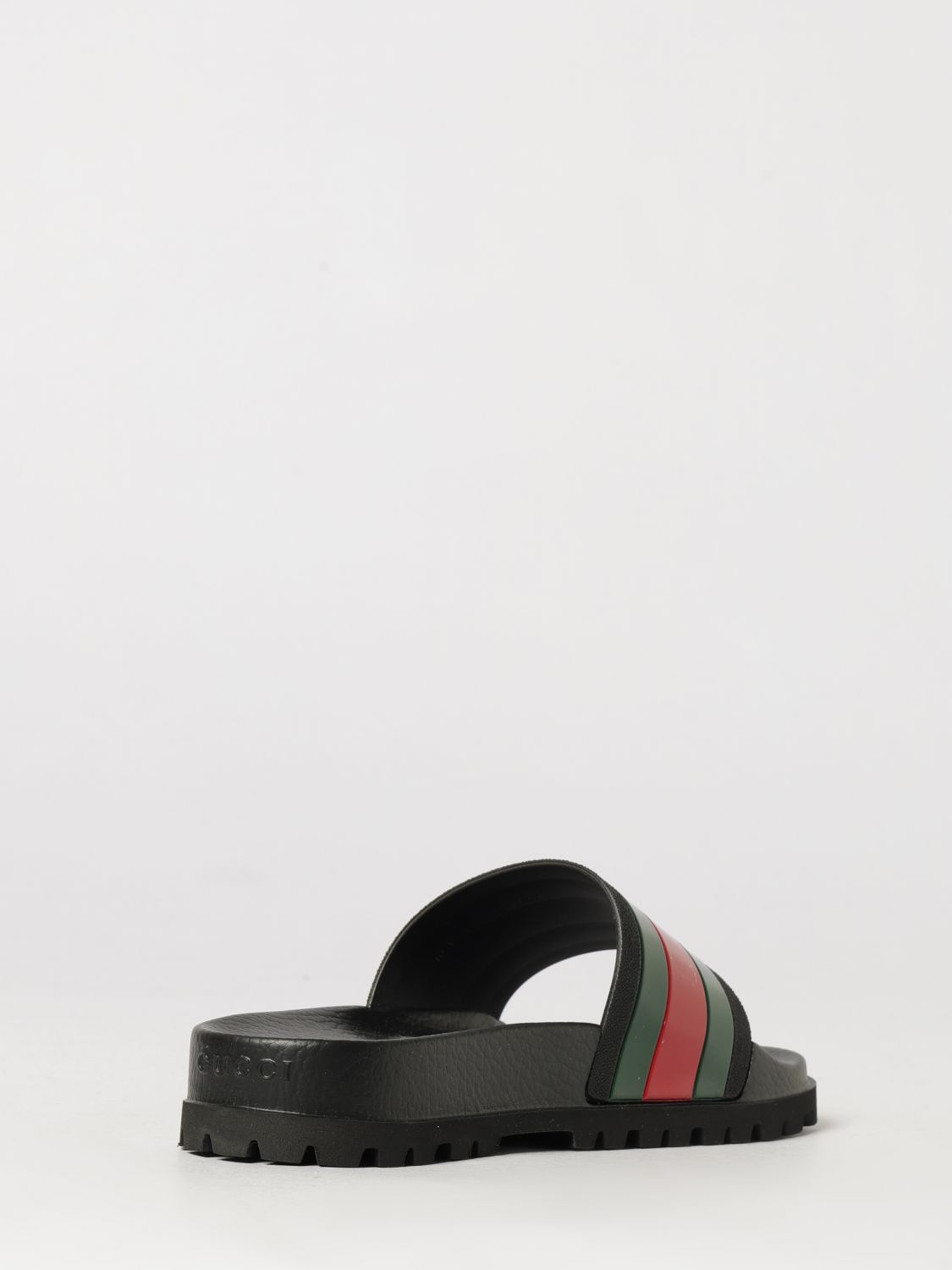Gucci Men Rubber Slide Sandals Gucci With Two-Tone Web Stripe Motif GUCCI