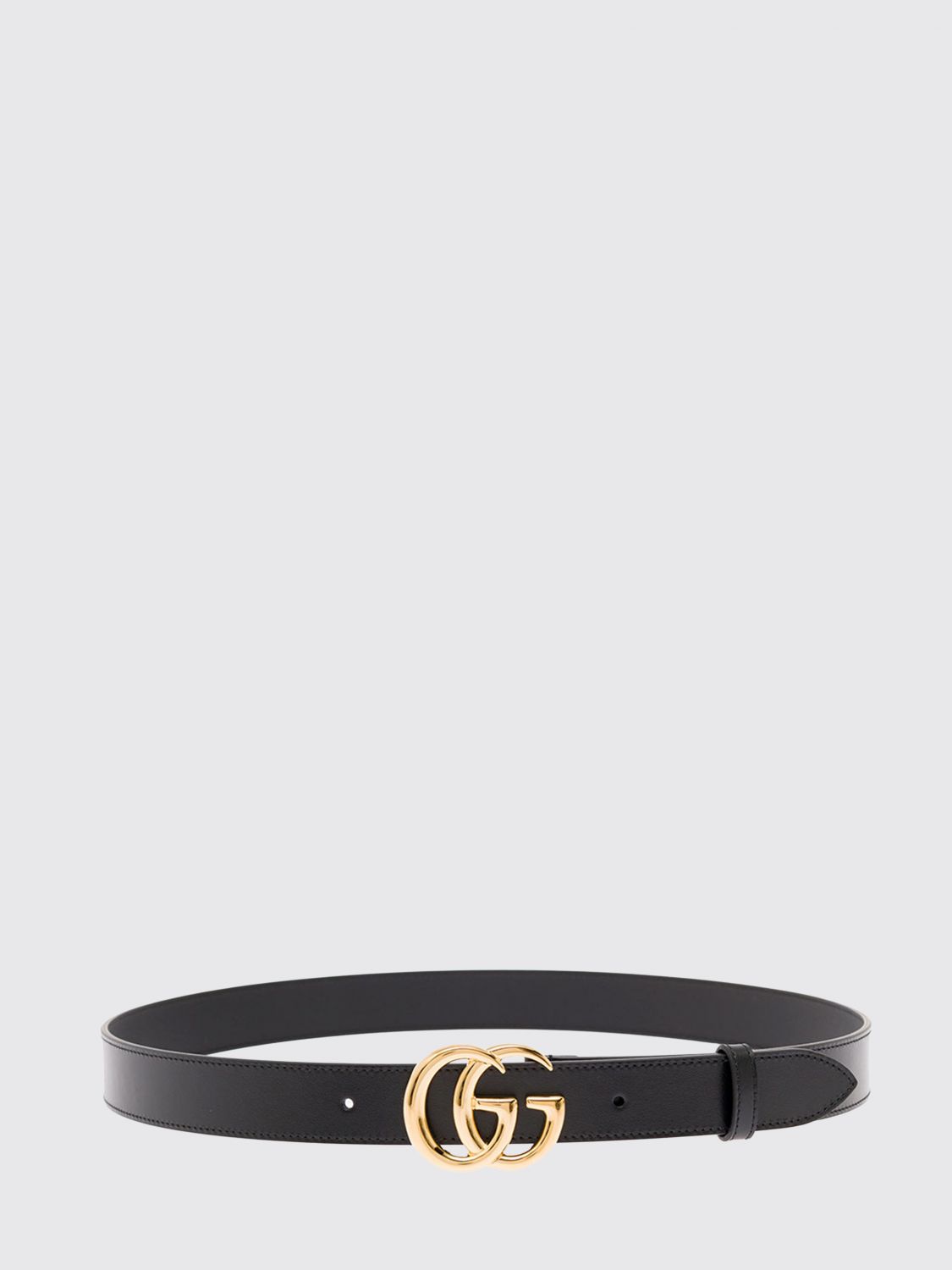 Gucci Men Gucci Leather Belt With Gg Monogram Buckle GUCCI
