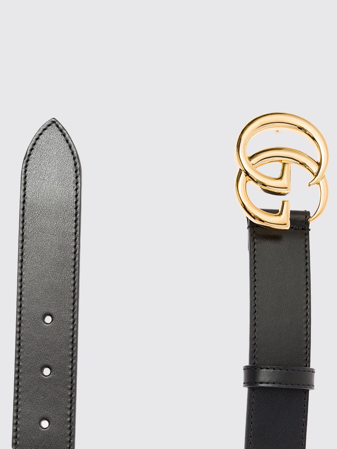 Gucci Men Gucci Leather Belt With Gg Monogram Buckle GUCCI