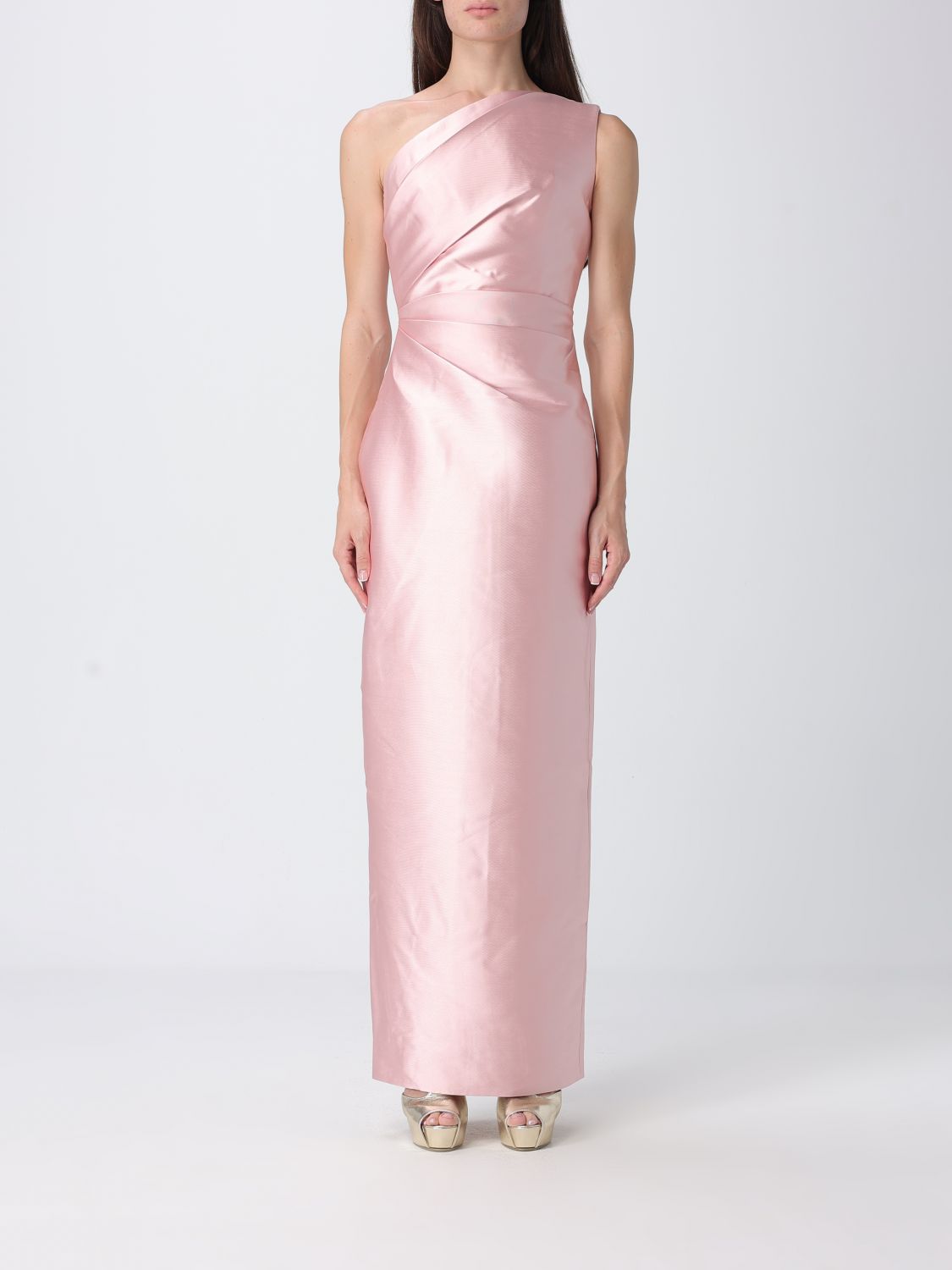 Solace London One-Shoulder Satin Long Gown With Back Slit SOLACE LONDON