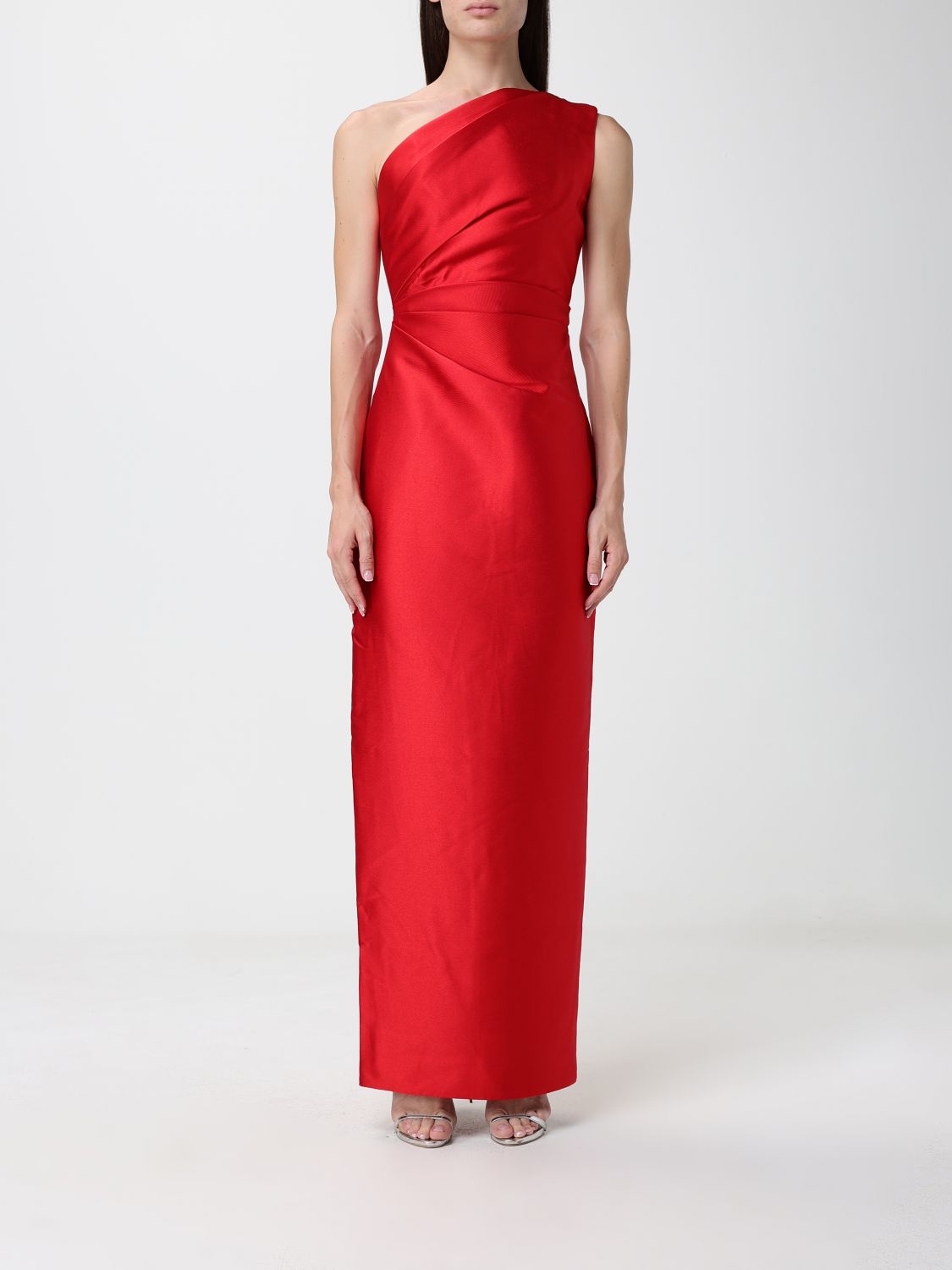 Solace London One-Shoulder Satin Long Gown With Back Slit SOLACE LONDON