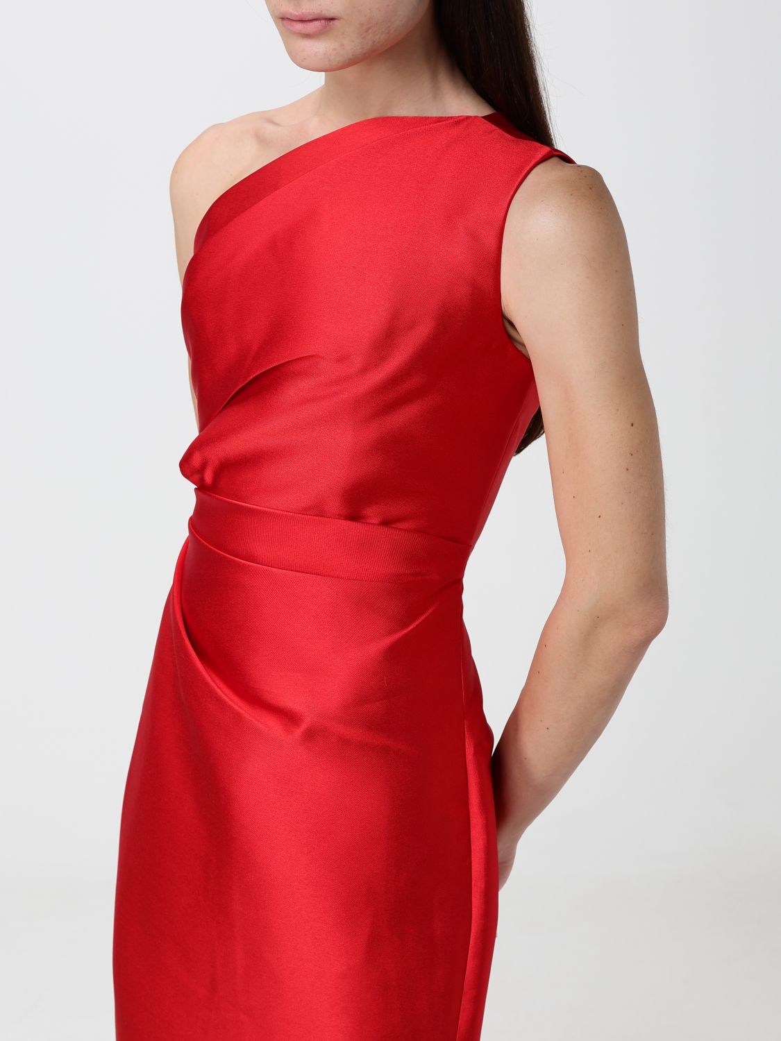 Solace London One-Shoulder Satin Long Gown With Back Slit SOLACE LONDON