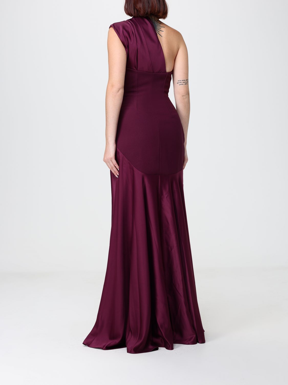 Gabriela One-Shoulder Draped Satin Long Evening Gown Solace London SOLACE LONDON