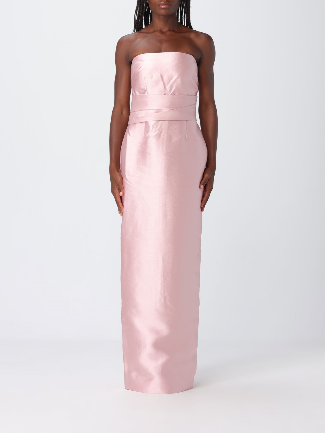 Solace London Off-The-Shoulder Satin Long Gown With Slit SOLACE LONDON