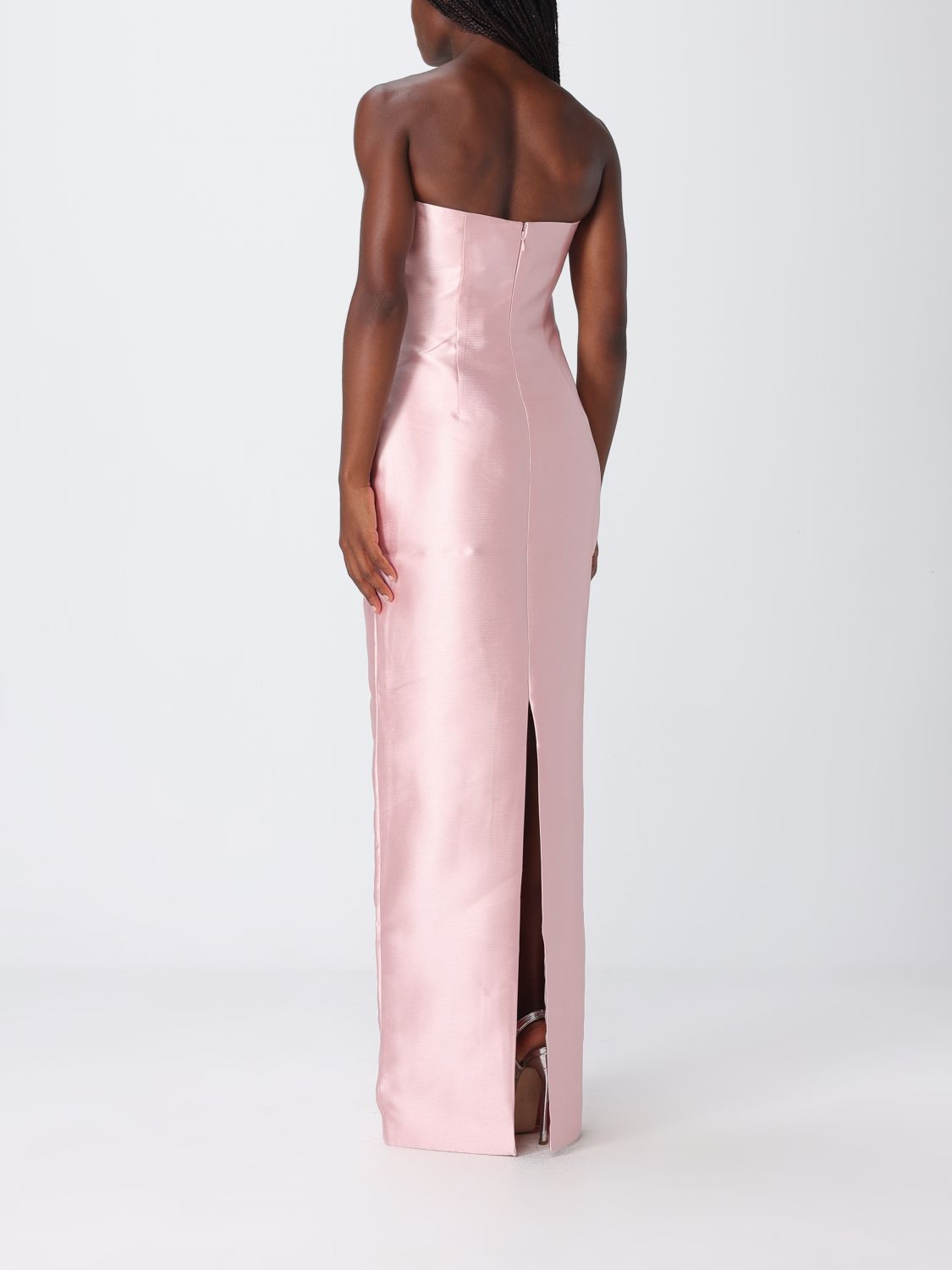 Solace London Off-The-Shoulder Satin Long Gown With Slit SOLACE LONDON