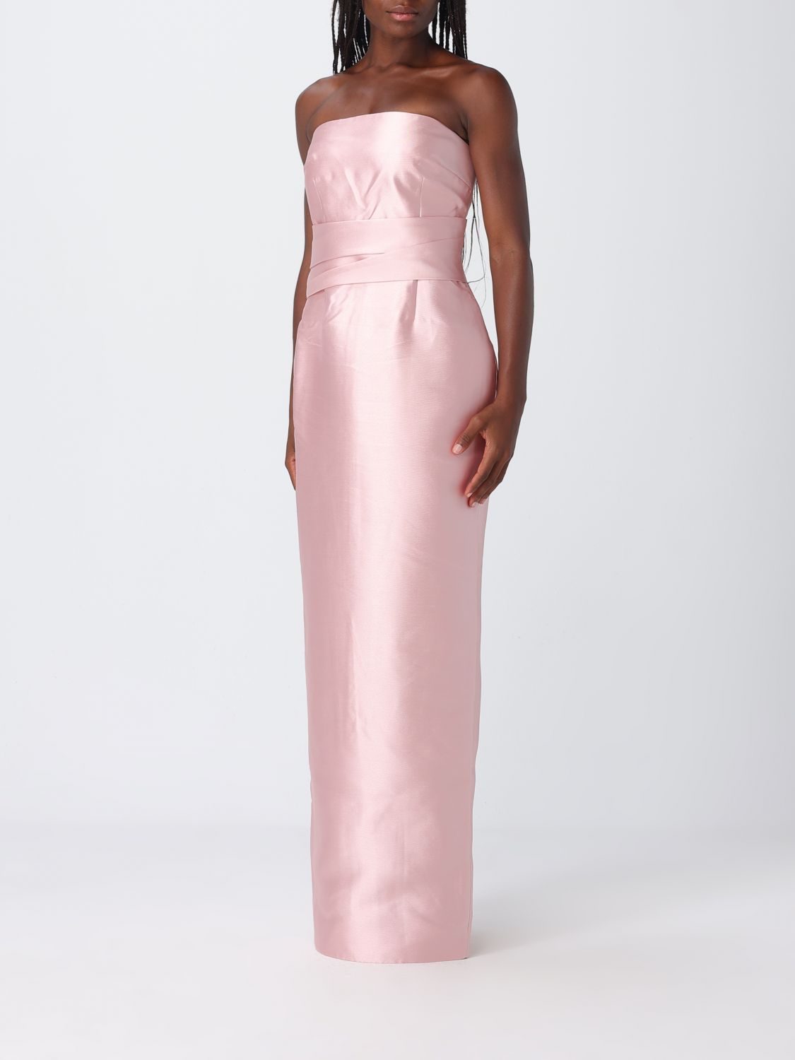 Solace London Off-The-Shoulder Satin Long Gown With Slit SOLACE LONDON