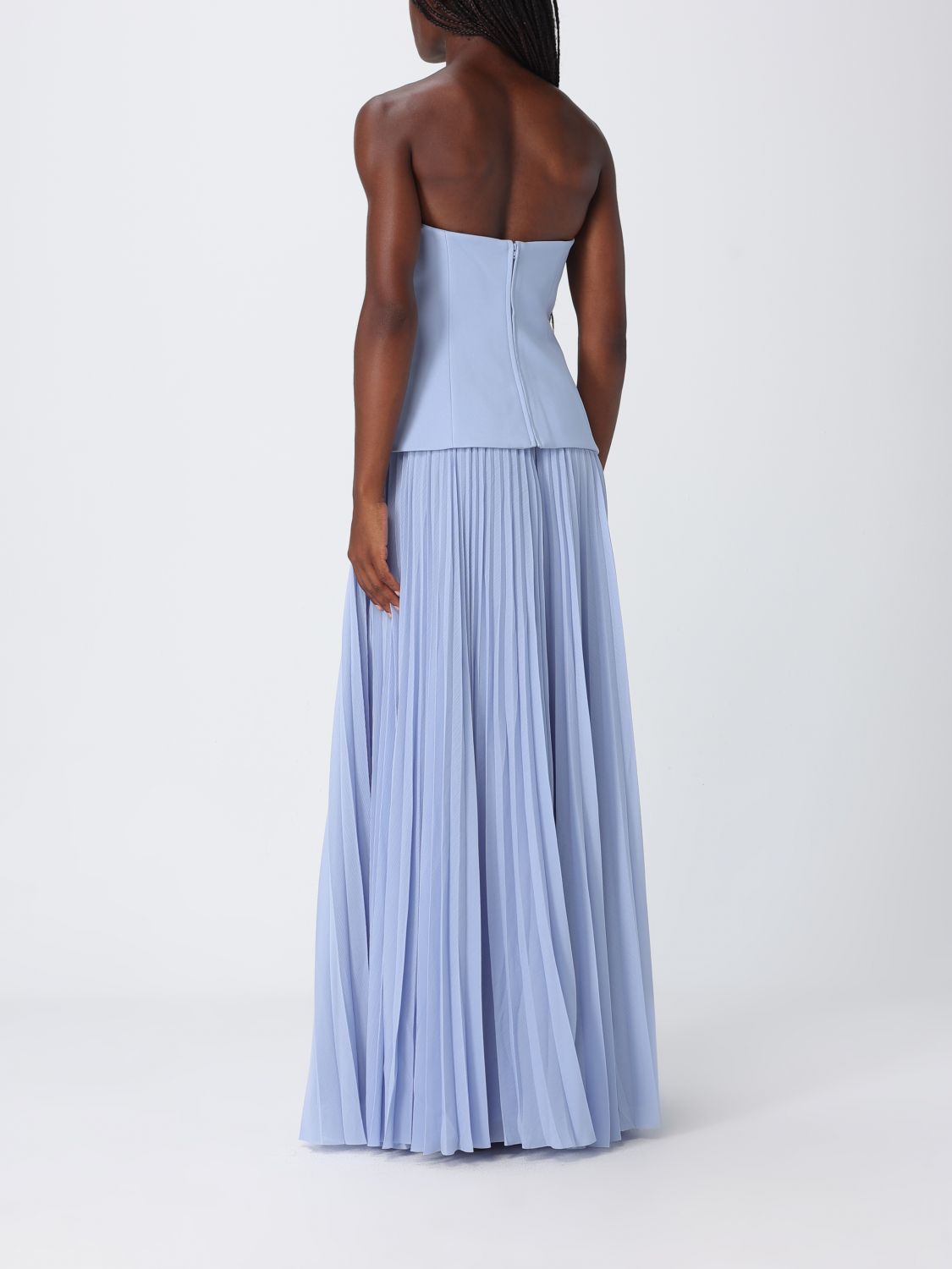 Solace London Pleated Criªpe Long Gown With Asymmetric Neckline SOLACE LONDON